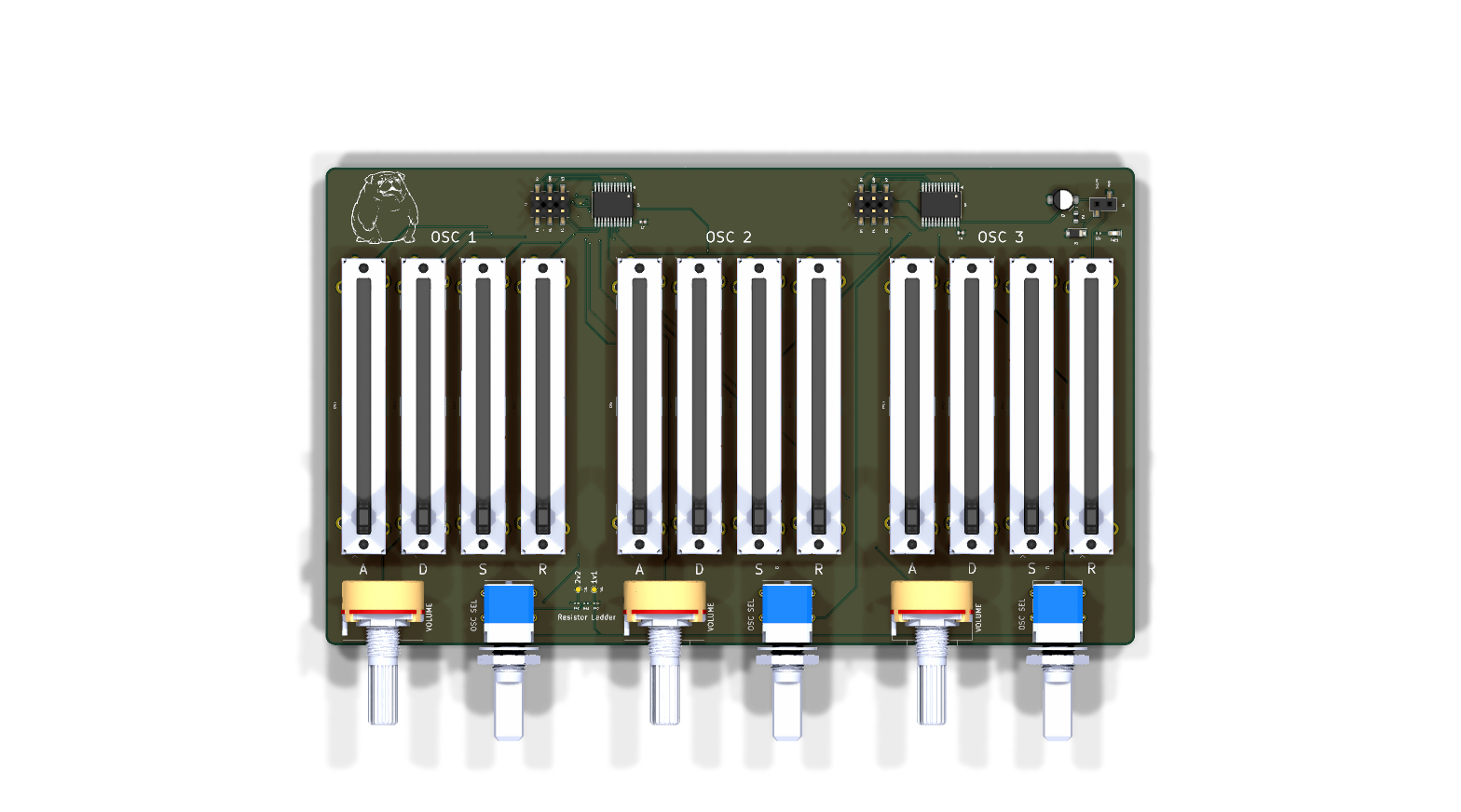 Oscillator Controller board, top render
